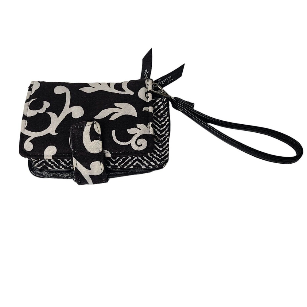 Vera Bradley "Night and Day" Black &‎ White Quilted Snap Coin Purse/Mini Wallett - Picture 1 of 8